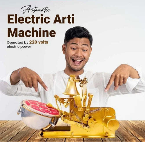 24K Pure Gold Plated Brass Home Aarti Machine for Pooja